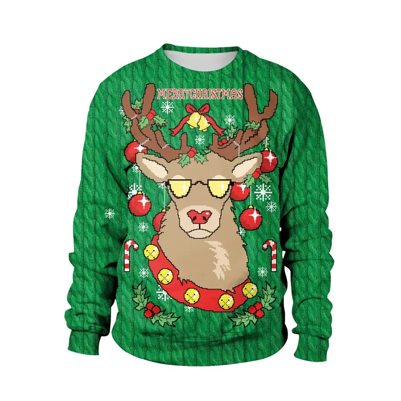 Men Women Llama Ugly Christmas Sweatshirt 3D Funny Print New Year Eve Xmas Sweater Couples Pullover Holiday Party Jumper Tops - Image 12