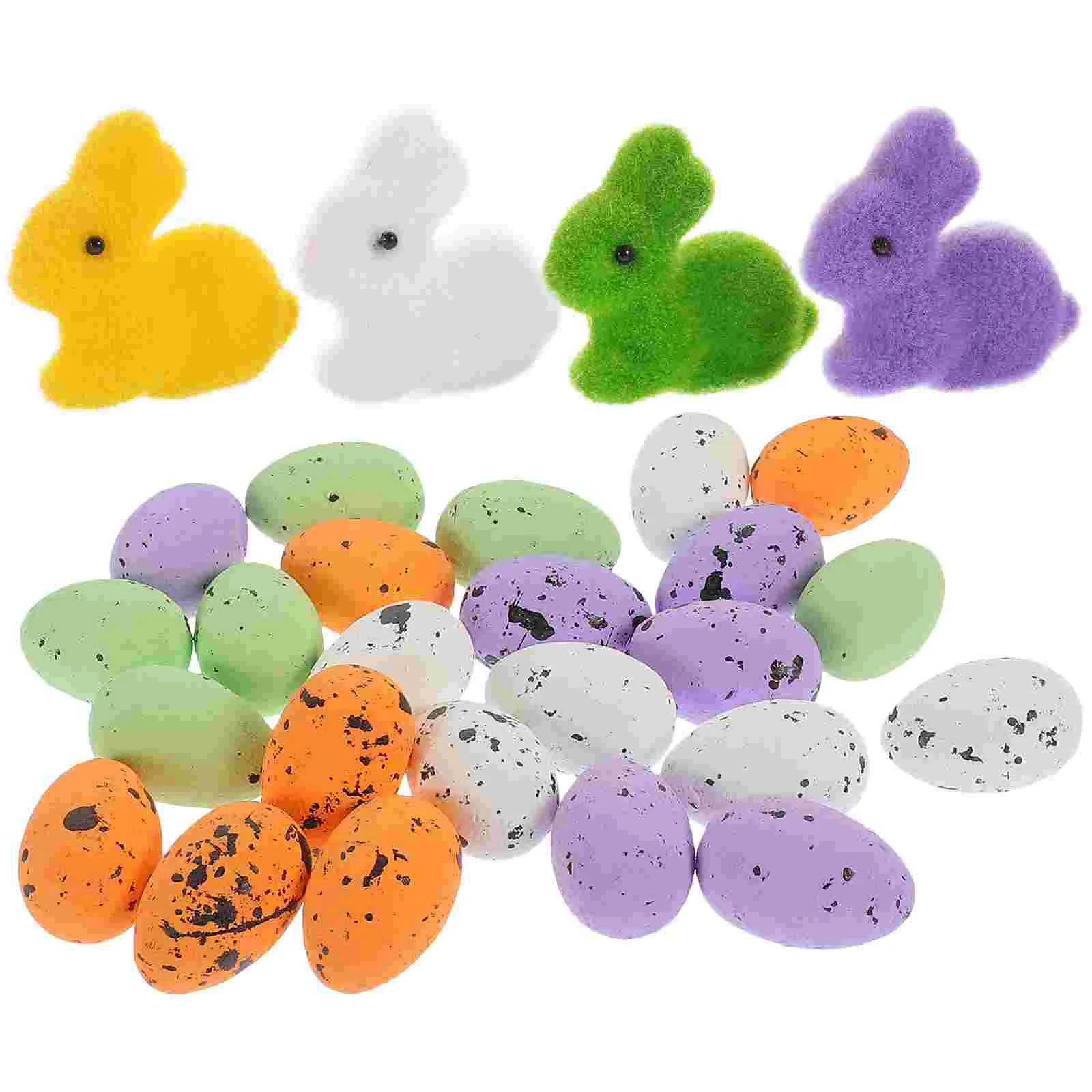 28pcs Diy Foams Mini Rabbits Easter Eggs Imitation Colorful Eggs Easter Stuffer Decoration Foam Bunny Ornaments