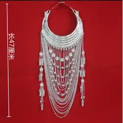 Chinese Miao Necklace Sliver Colour Women Hmong Performance Metal Festival Dance