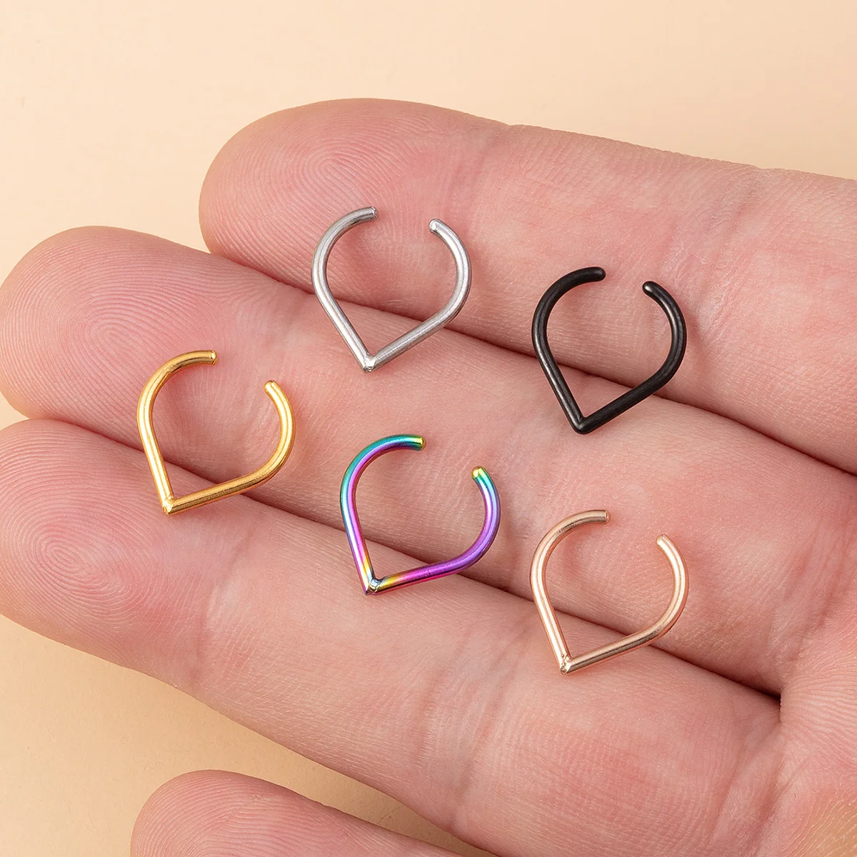 1/5pcs Drop-Shape Stainless Steel Fake Piering Nose Ring Ear Earring Clip Hoop Fashion Punk Non Piercing Nose Clip Body Jewelry