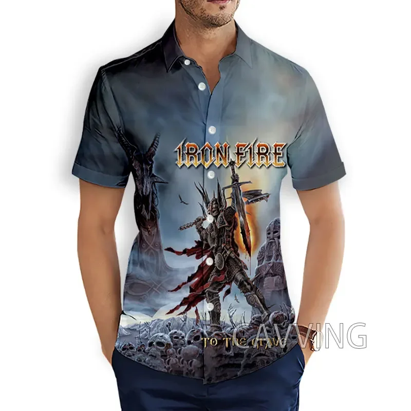 

CAVVING 3D Printed Iron Fire Band Fashion Casual Shirts Men's /Women's Short Sleeves Loose Breathable Shirts