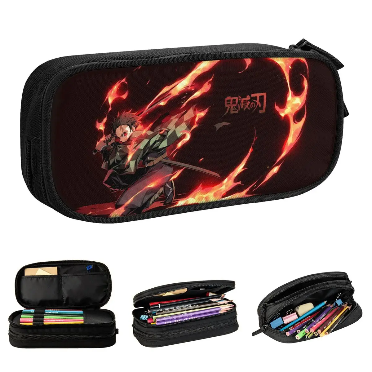 Kamado Tanjirou Pencil Cases Creative Kimetsu No Anime Pen Bag Girls Boys Big Capacity Students School Gifts Pencil Box