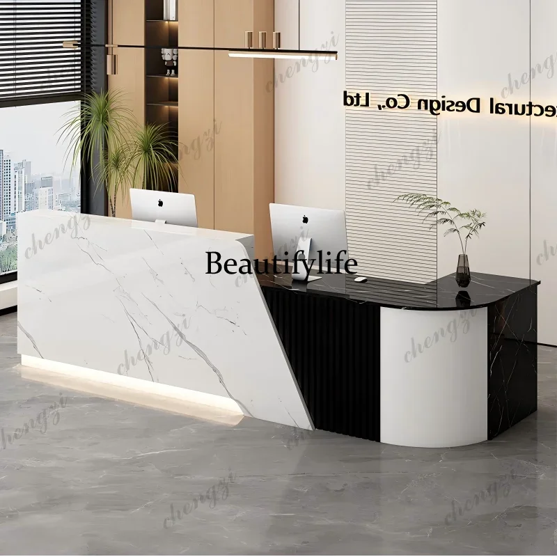 Customized Beauty Desk Table Professiona Luxury Unique Design Reception Desk Simple Trendy Schreibtisch Office Furniture