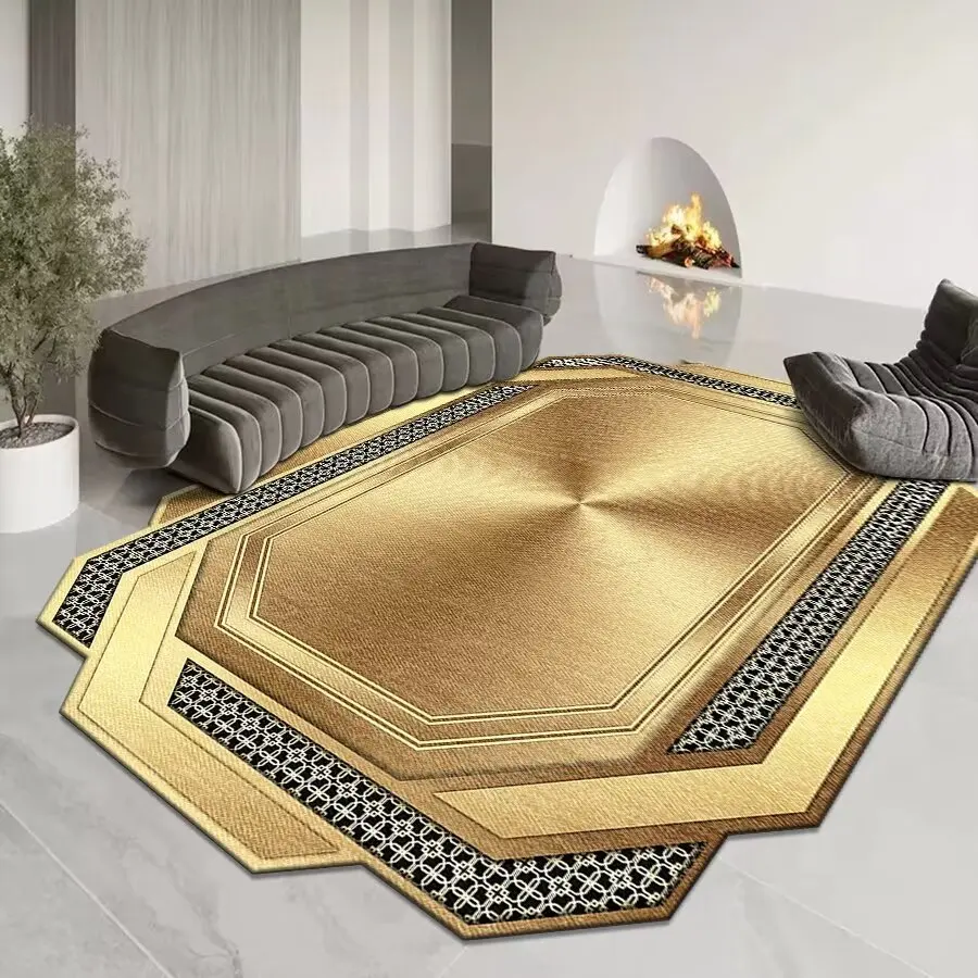 European Luxury Golden Carpet Living Room Decor Sofa Large Rug Modern Irregular Gold Home Decoration Parlor Coffee Tables Mat 러그