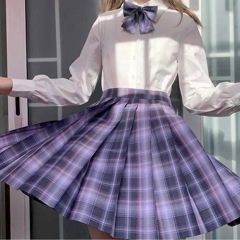 ZOKI Plaid Women Pleated Skirt Bow Knot Summer High Waist Preppy Girls Dance Mini Skirt Cute A Line Harajuku Sexy Japan Faldas