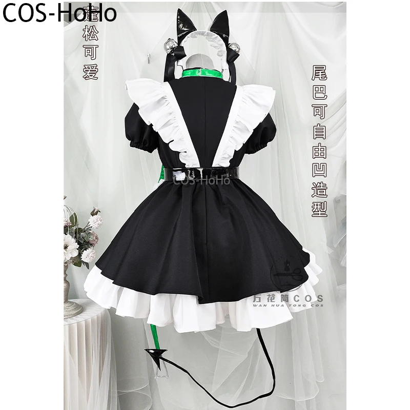 COS-HoHo Vtuber VirtuaReal Aza Maid Dress Game Suit Sweet Lovely Uniform Cosplay Costume Halloween Party Role Play Outfit Women