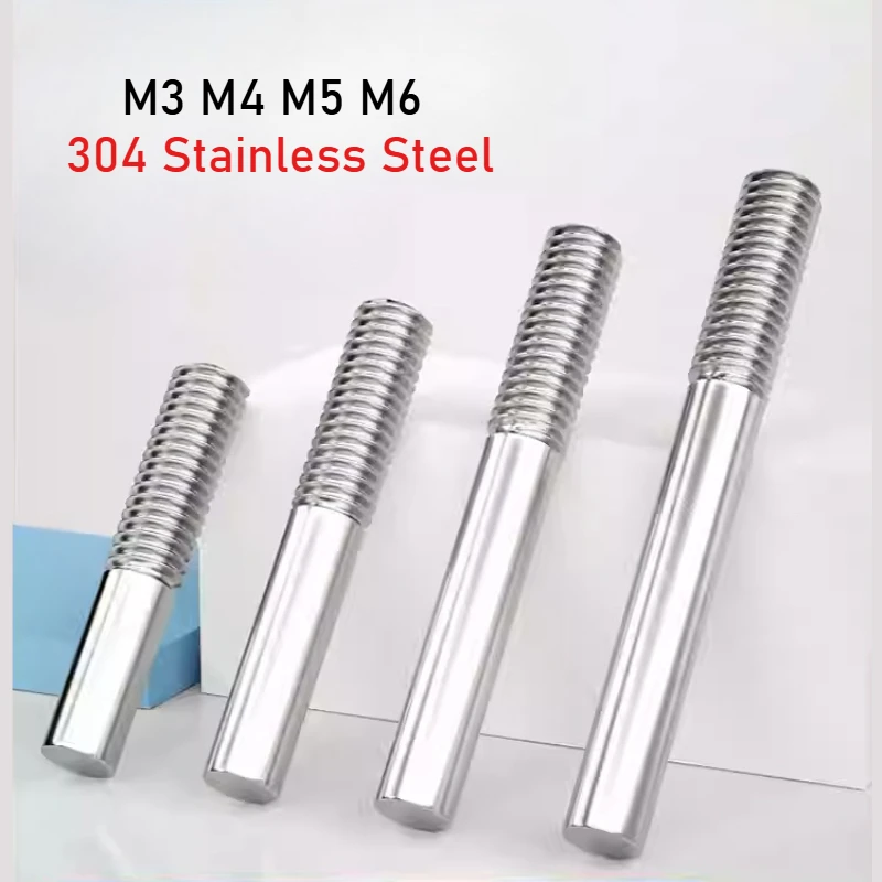 

5-50pcs M3 M4 M5 M6 304 Stainless Steel Single Head Bolts Stud Extension Rod Half Thread Single Head Threaded Rods