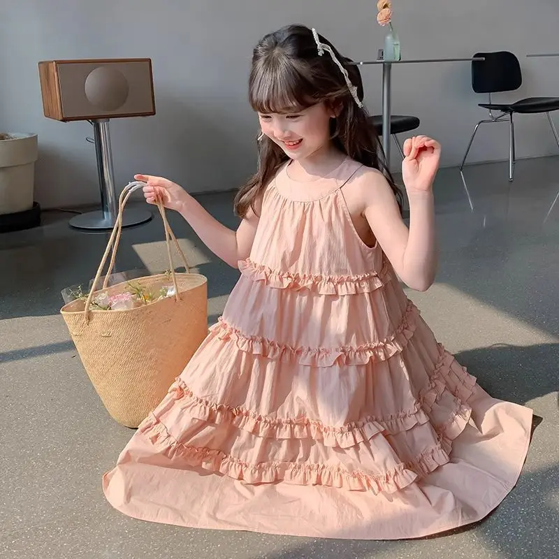 Vacation-style Cake Skirt Luxury Dress for Girls Kids Dresses From 8 14 Years Girl Birthday Clothes 11 12 2025 Beach Summer 5 6