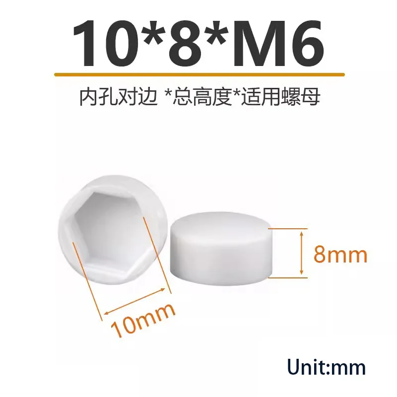 White M5 M6 Car Wheel Bolt Nut Dome Protection Cap Cover Exposed Hexagon Plastic Car Tyre Nut Screw Exterior Decoration