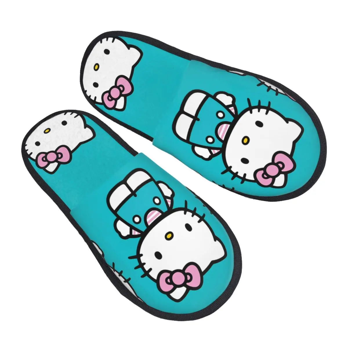 

Hello Kitty Plush Slippers Living Room Kawaii Cartoon Cozy Household Fur Slippers Slides Anti-skid