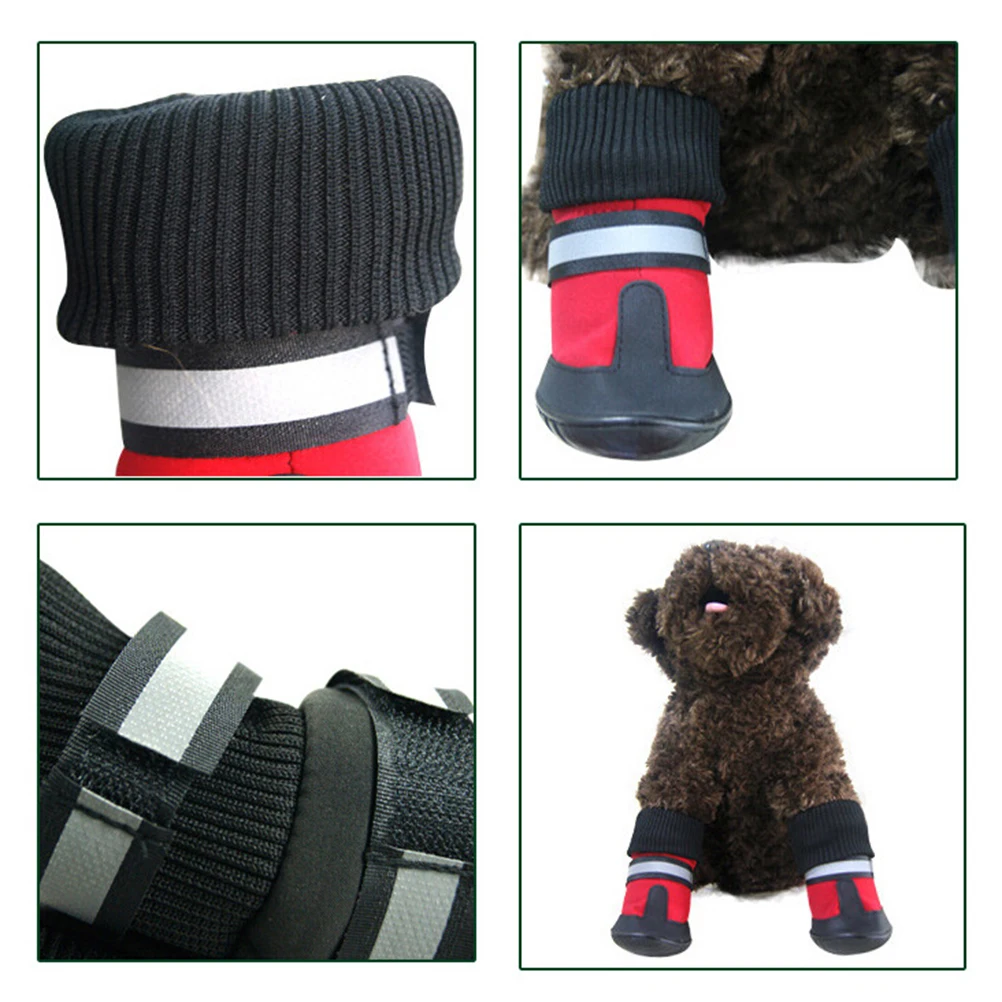 

Dog Anti-slip Shoes Soft Rubber Soles Waterproof Hiking Boots Snow Ice Rain Adjustable Closure Pet Dog Shoes