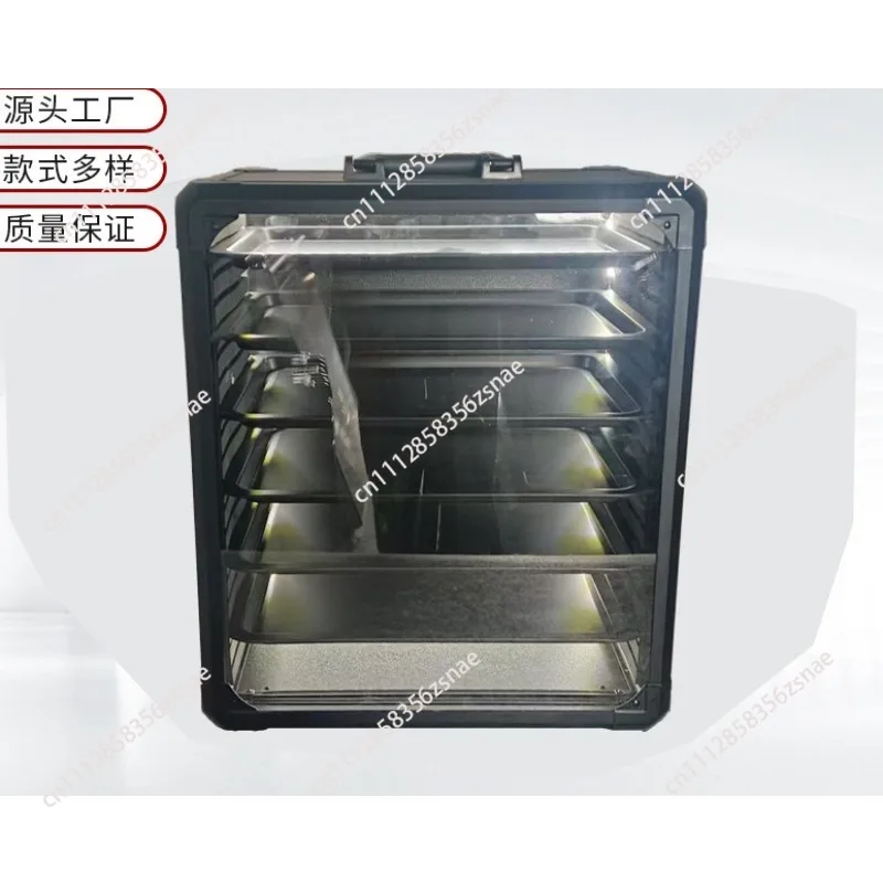 Stackable Transparent Aluminum Alloy Display Box with Ambient LED Light Strip, Magnetic Collectible Figure Storage Tool Box
