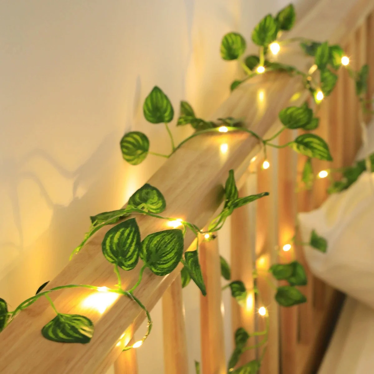 Artificial Plant Green Ivy Leaf Vine Lamp String Hanging Fake Plant Decoration Home Wedding Party Garden Decor Battery-powered