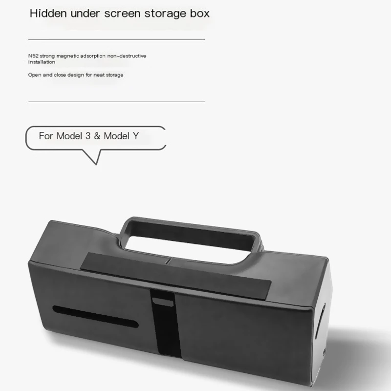 For Tesla  Model 3 2023 ABS Magnetic Storage Box Under Screen Organizer Tissue Holder For Model Y 2024 Interior Accessories