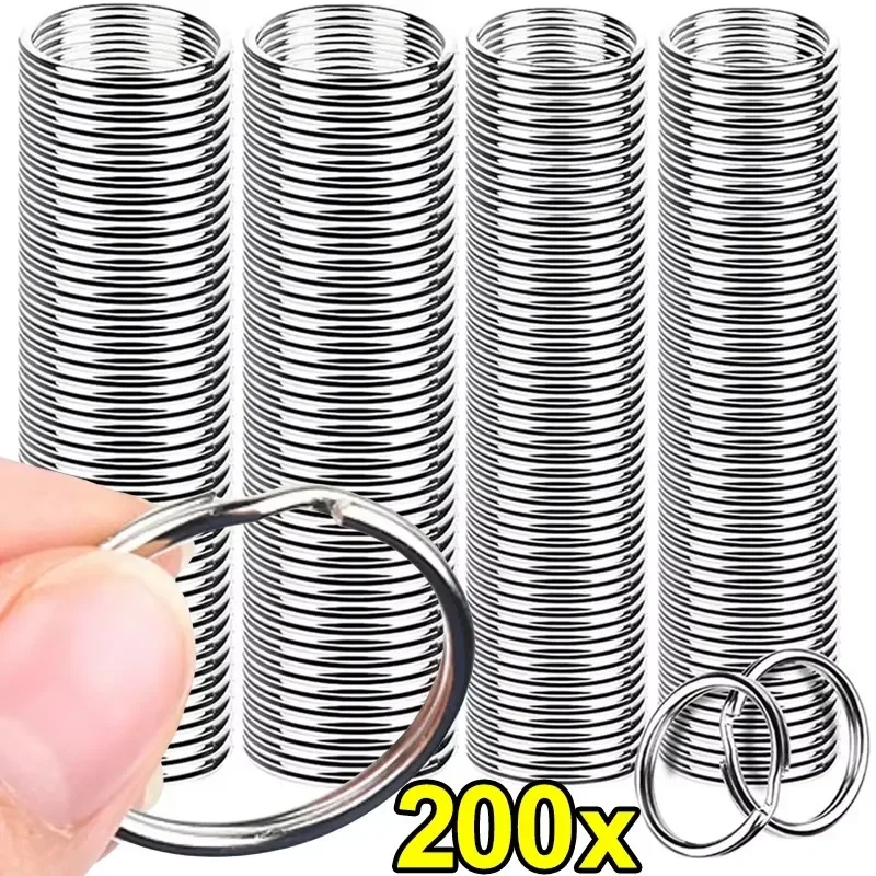 20/200pcs Stainless Steel Key Ring Key Chain 25mm Round Flat Round Split Keychain Polished Metal Blank Circle For DIY Findings