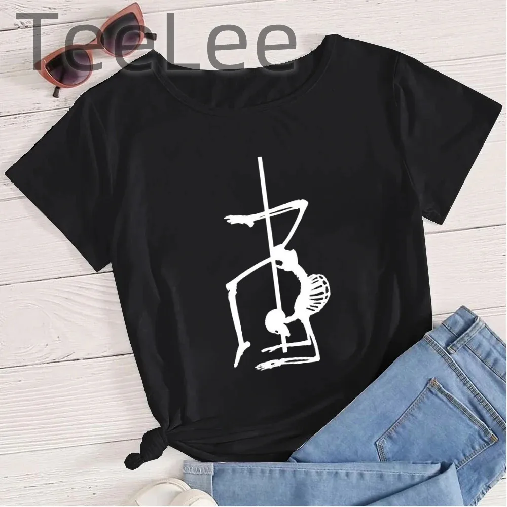 Pole Dance T-shirt Women Lide Is Better Upside Down Tee Fashion Girls T Shirt Four Season Print Letter Tops Tees Clothes Female