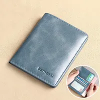 Fashion Genuine Leather Men Wallet Small Mini Card Holder Male Wallet Front Pocket Slim Wallet for Men Retro Purse High Quality