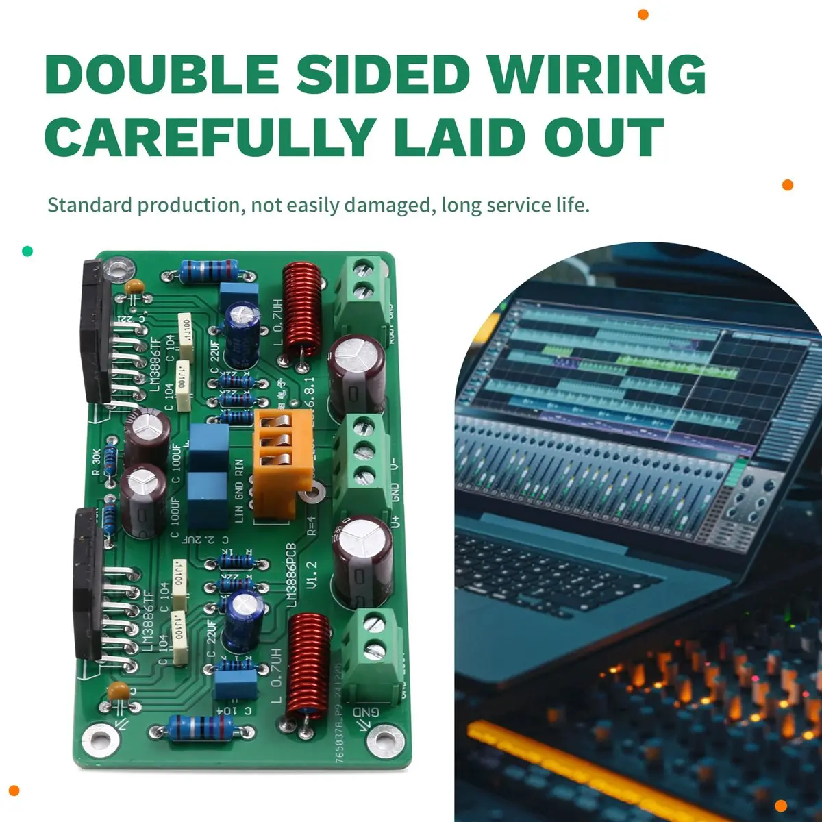 DT81 LM3886 Stereo Amplifier Board,High-Fidelity Power Amplifier Board, Stereo Audio Amplifier Board,Low Noise,Low Distortion