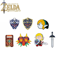 7Pcs Zeldas Sheikah Slate Hylian Shield Pins Brooch Majora's Mask Master Sword Badge Brooches Lapel Pin Jeans Shirt Bag Jewelry