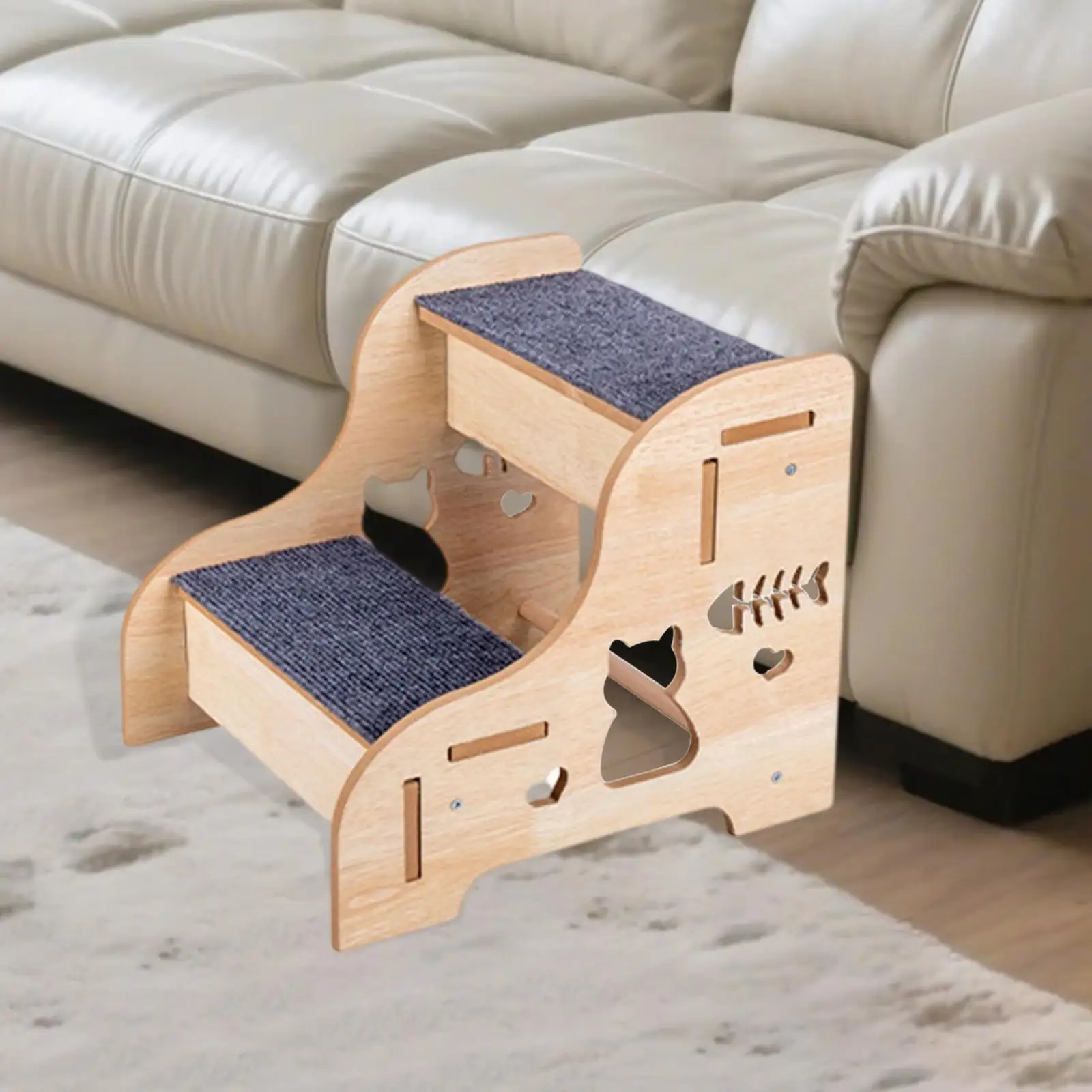 

Cat Steps Wooden Pet Stairs Non Slip Ramp for Doggy Elderly Pets Bed Sofa Ladder for Small Animal Use