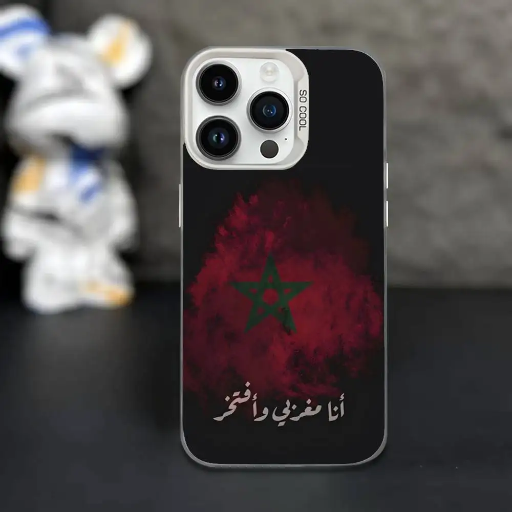 حافظة هاتف فنية بعلم المغرب لهاتف آيفون 16,15,14,13,12,11,Mini,Pro,XS,SE,MAX غطاء أبيض غير لامع مقاوم للصدمات #6