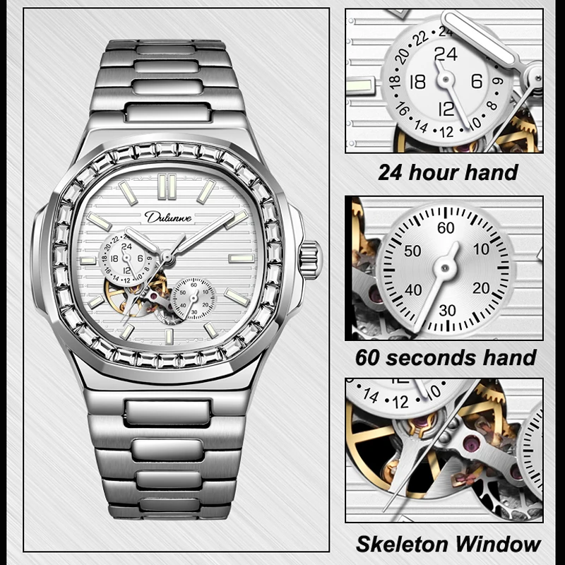 Mens Watches Top Brand Luxury Automatic Men Fashion Clock Waterproof Stainless Steel Mechanical Wrist Watch reloj hombre