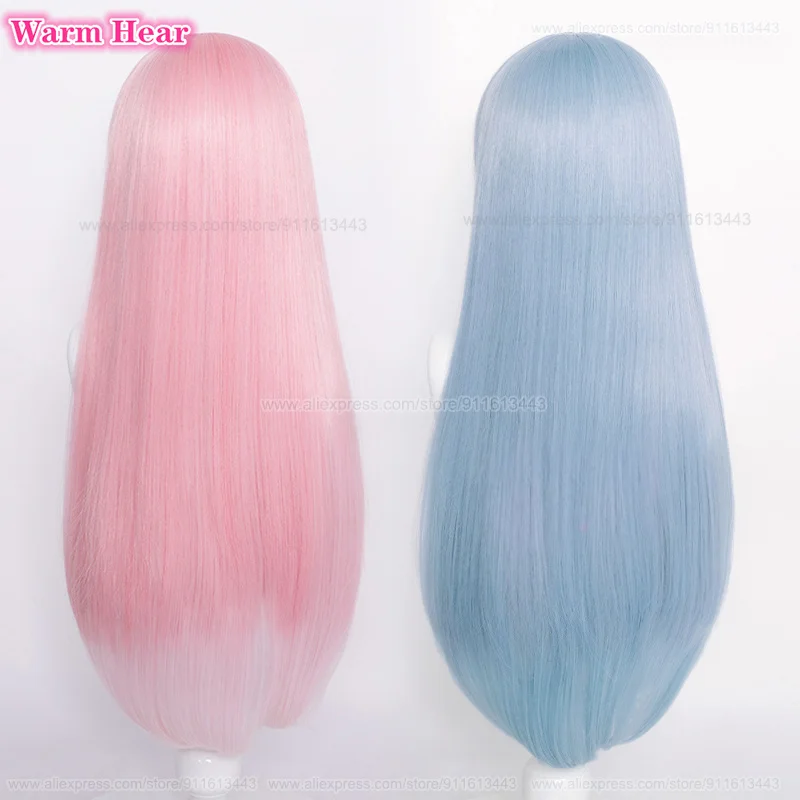 Peluca de Cosplay de Anime Rem Ram para mujer, pelo sintético resistente al calor, peluca larga + gorro