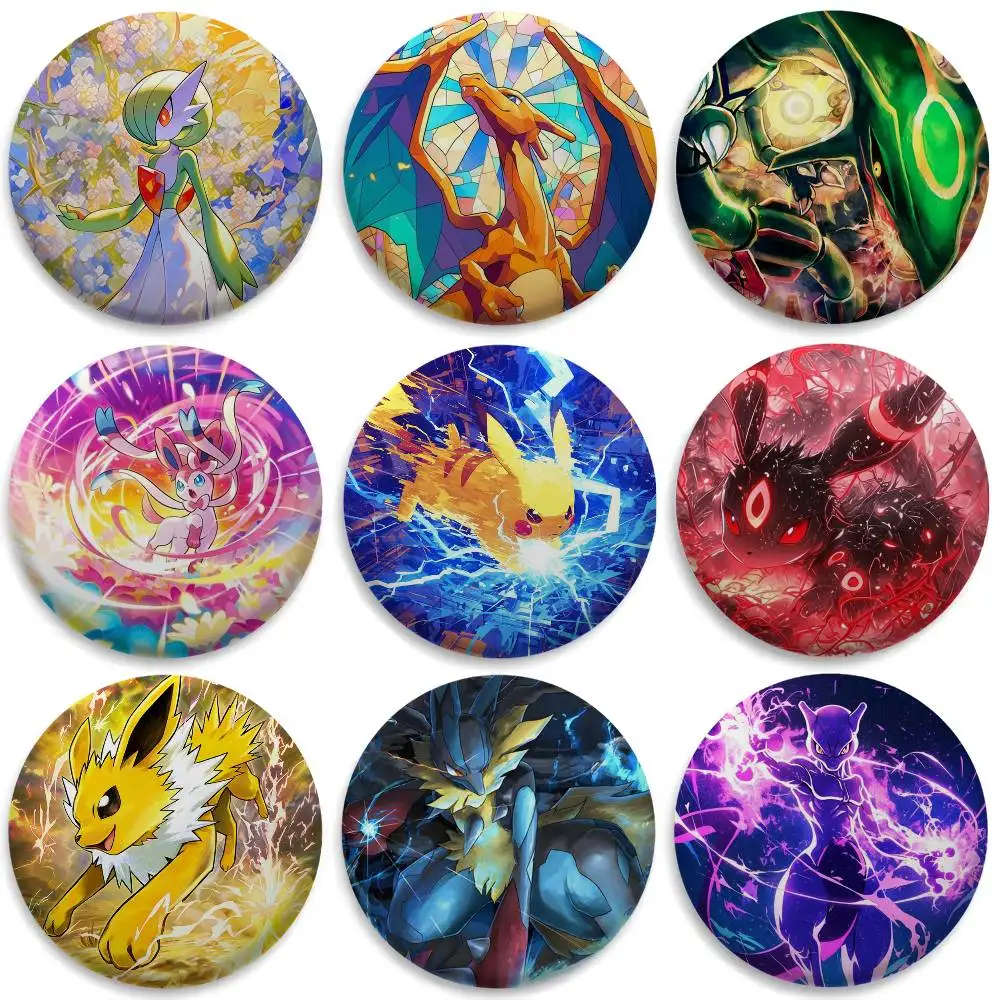 

Gardevoir Rayquaza Cool Fashion Badges Round Exquisite Badge Brooches Creative Pins For Clothes Hat Backpack Gift Accessories
