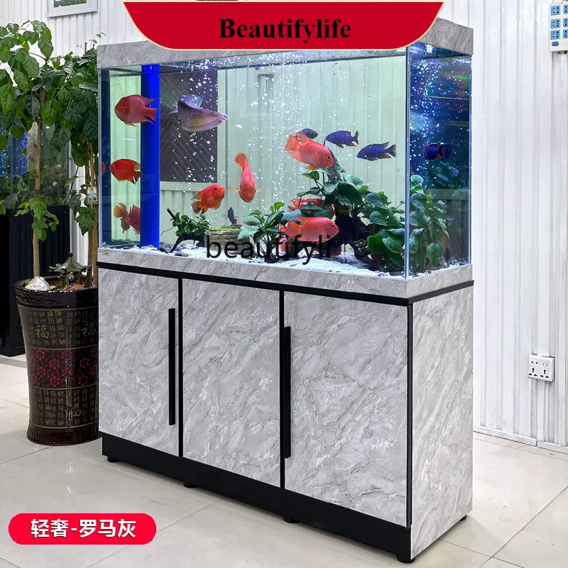 Home Living Room Screen Aquarium Landscaping Full Set Ultra-clear Glass Large Medium Bottom Filter Fish Tank  H