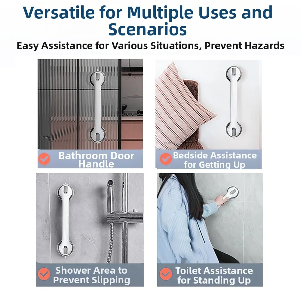 Suction Grab Bars Grey Extra Strong Vacuum Safety Handle For Elderly Seniors Shower Bathtub Bathroom Accessories