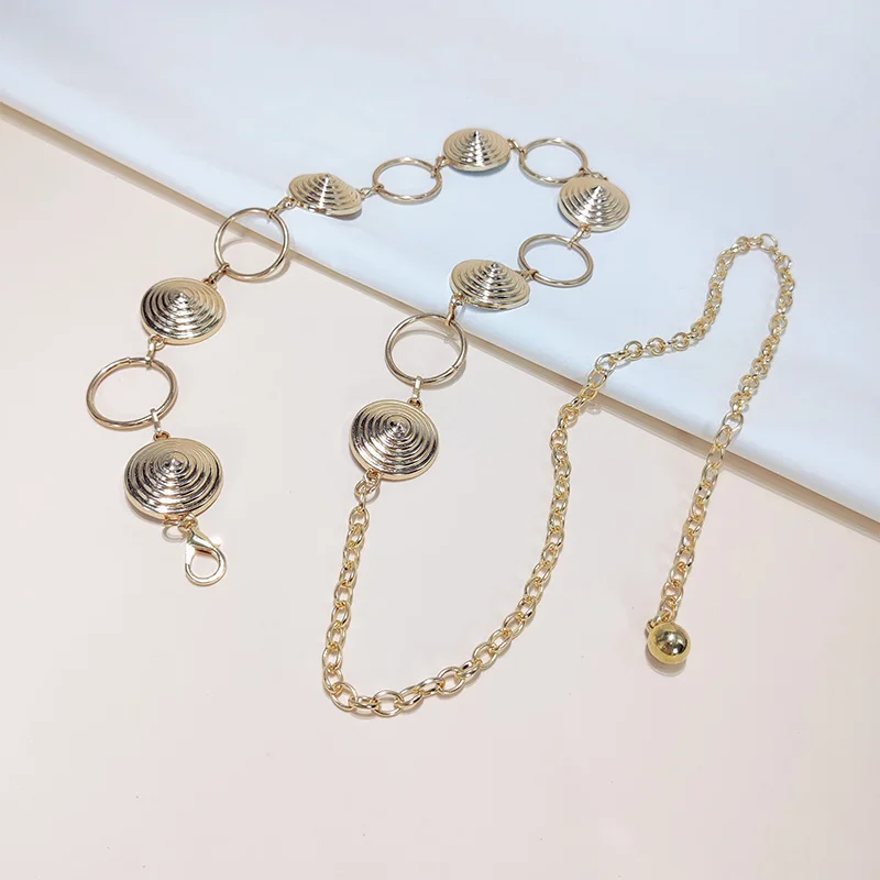 เข็มขัดโซ่สไตล์พังก์แบบหมุนได้สำหรับผู้หญิง ชุดเดรสโบฮีเมียน เสื้อครอปท็อป บิกินี่ เอวเซ็กซี่ เครื่องประดับเอวระดับไฮเอนด์