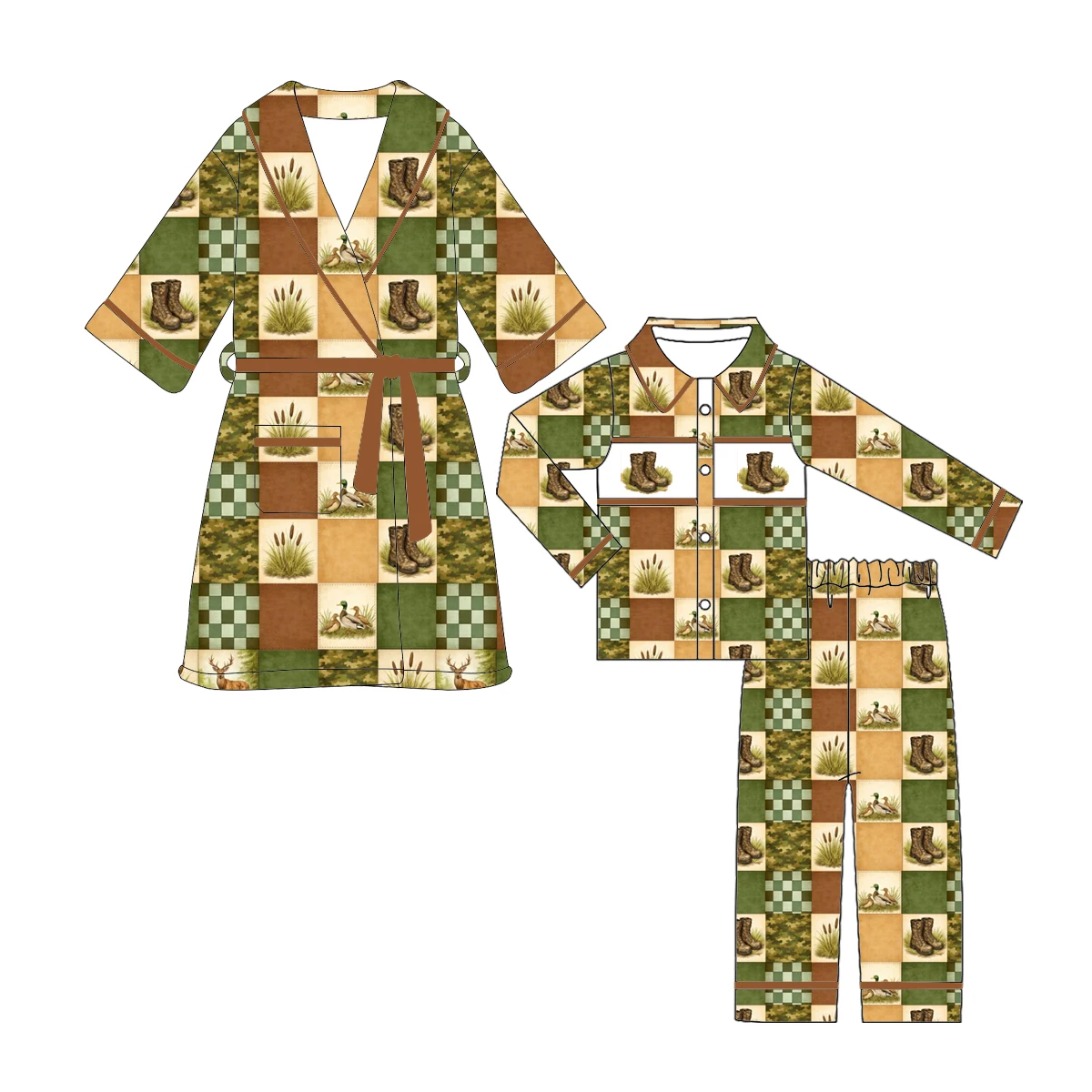 Boys Set Robe 2-Piece Set New Long-Sleeve Trousers Boy Set Baby Robe Cartoon Prints Boutique Children's Set
