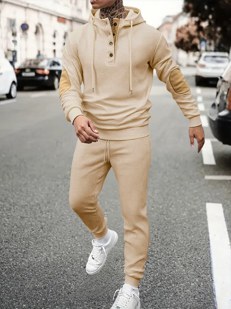 بدلة رياضية عصرية للرجال سويت شيرت بقلنسوة وسراويل رياضية من قطعتين أطقم رياضية للركض واللياقة البدنية غير رسمية ملابس الشارع #4