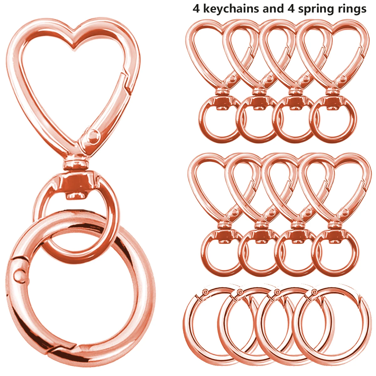 8/20PCS hartvormige metalen sleutelhanger: roterende sluiting sleutelhanger ronde karabijnhaak clip O-type veerhaak. Geschikt voor handtassleutels,