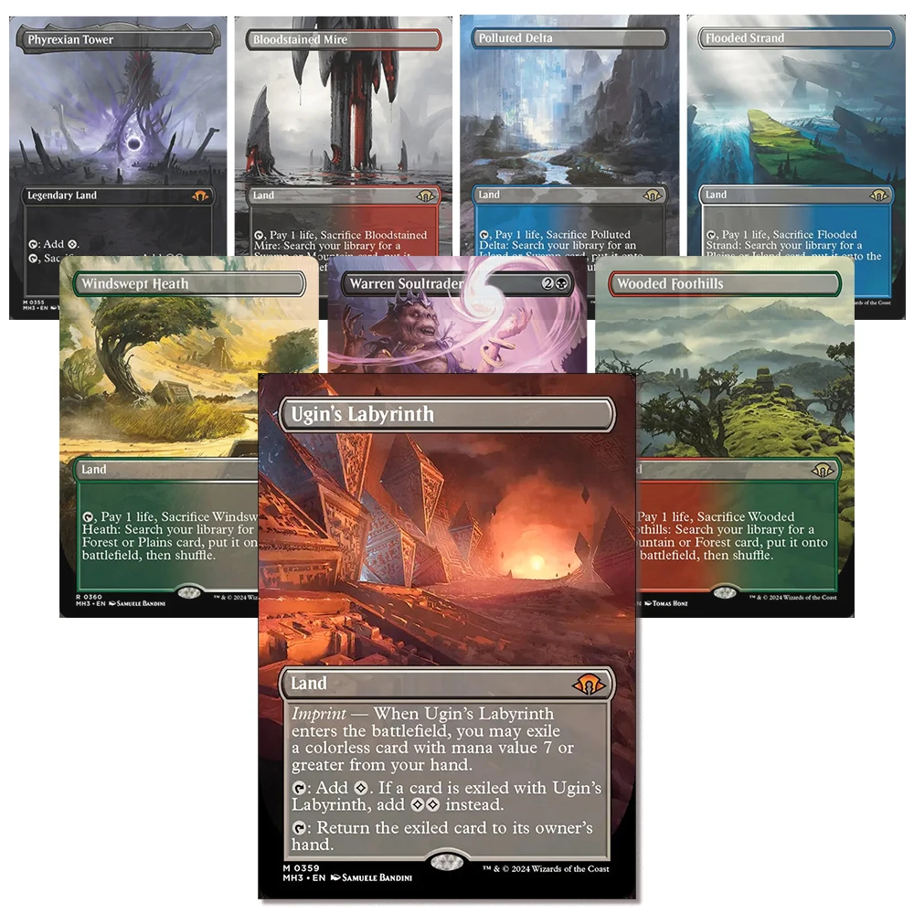 

Magic the Gatherings storms 8 шт. самодельные Windswept Heath Flooded Strand Bloodstained Mire Коллекционная карточная текстура настольная игра