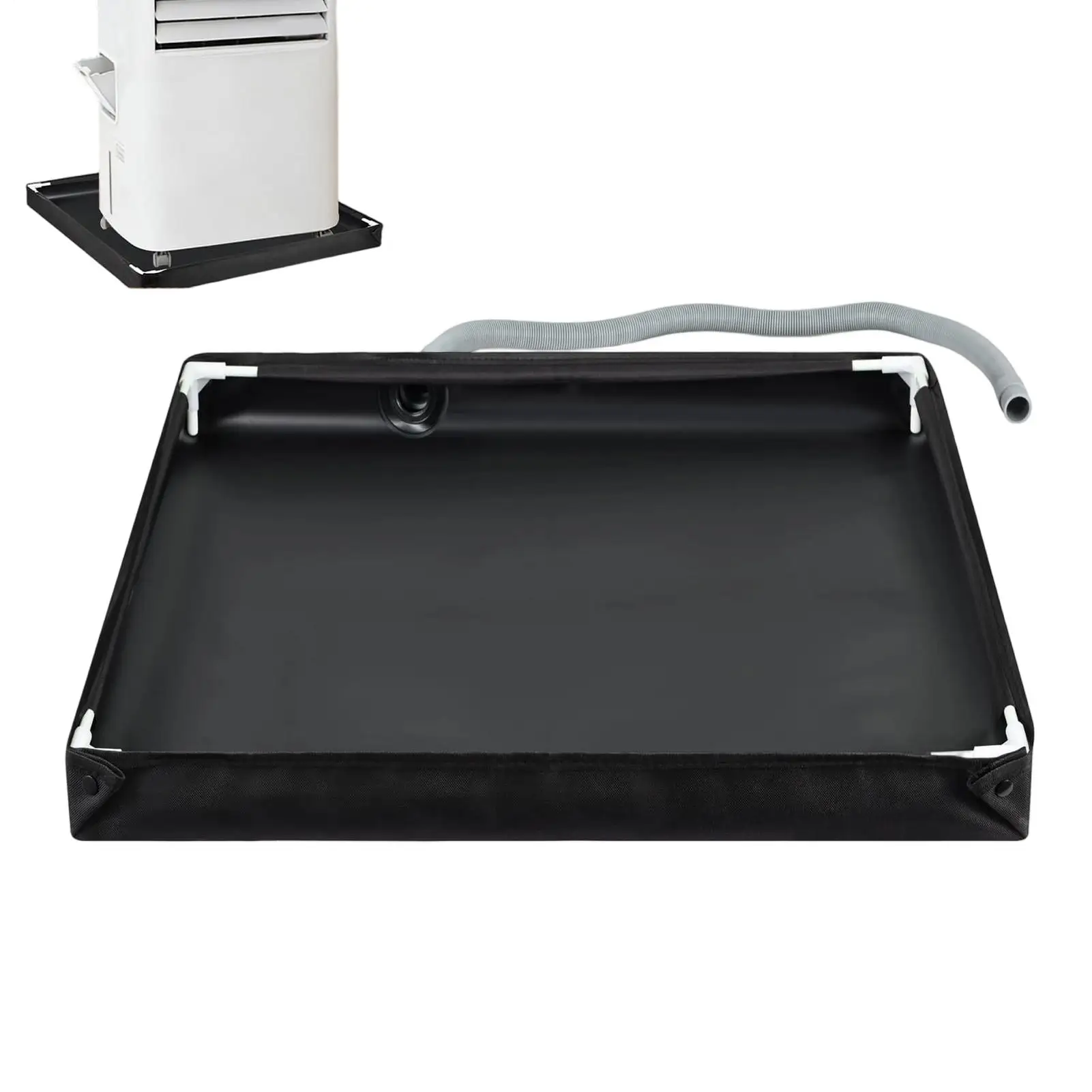 Portable AC Drain Pan With Pipe Raised Edges Foldable Portable AC Tray Leak-proof Oxford Filter Accessory Protect The Floor
