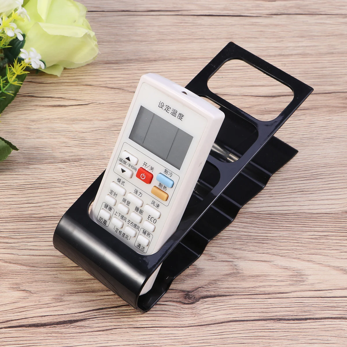 Remote Control Organizer Compact 4 Grid Storage Rack For Dvd Vcr Remotes With Anti-Slip Base Holder Black