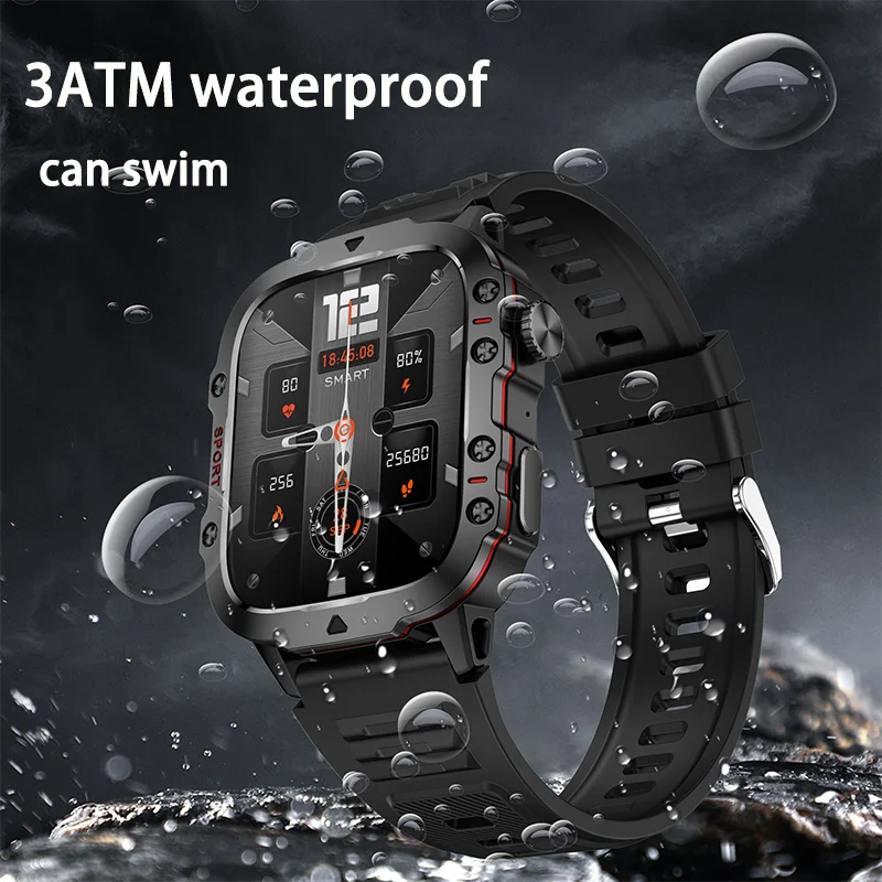 For Xiaomi Military Smart Watch Men IP68 GPS Outdoor 100+Sports Fitness Tracker Health Monitor 1.96\