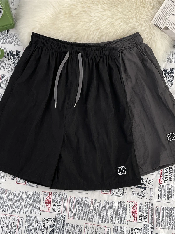 

Спортивные мужские летние модные свободные прямые брюки из ледяного шелка, длина пяти четвертей, повседневные пляжные брюки