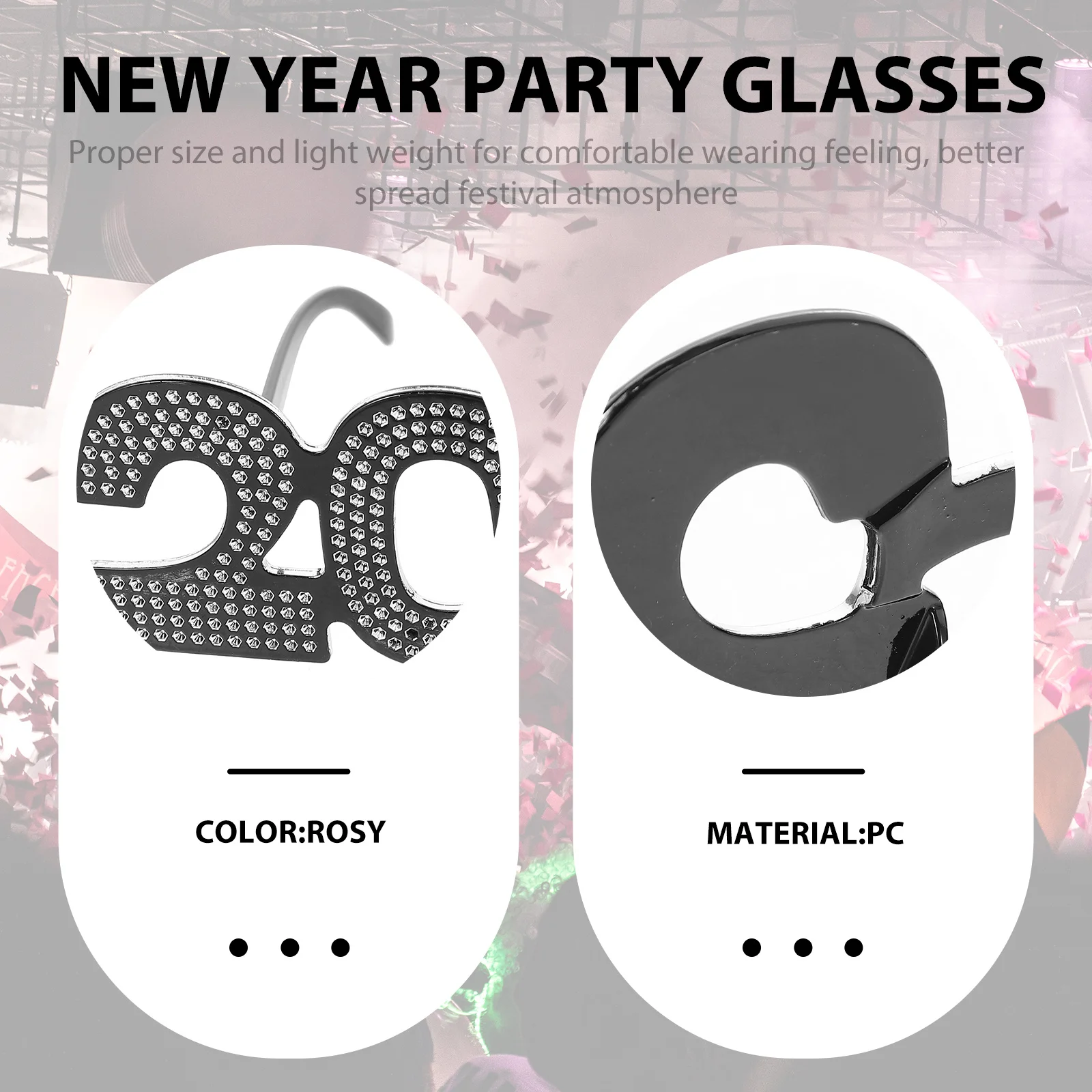 نظارات حفلات رأس السنة 2024 إطارات بلاستيكية دعائم نظارات مزخرفة للمهرجانات والاحتفالات نظارات السنة الجديدة