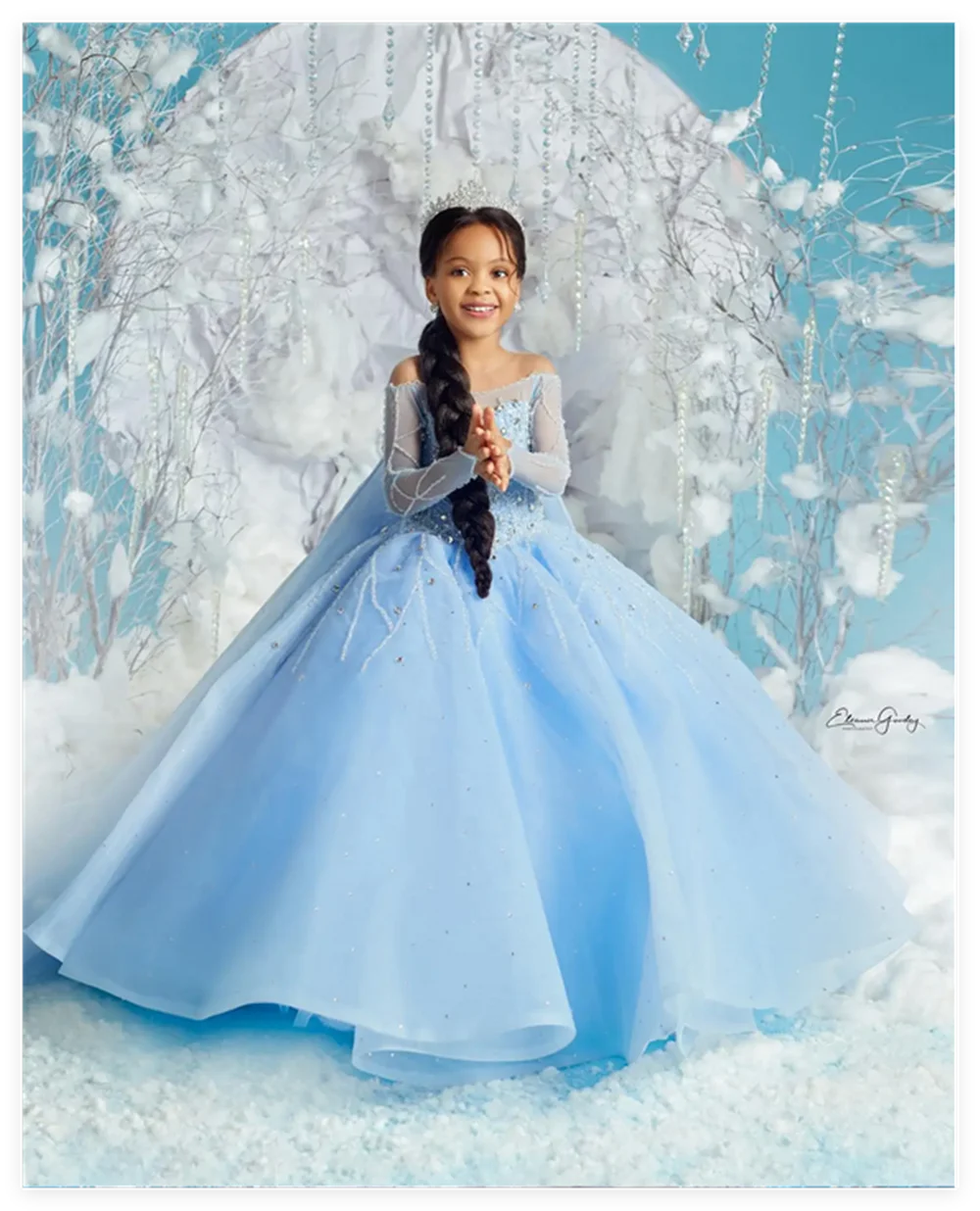 

Frozen Ice Queen Girl Pageant Dress Flower Girls Dresses Princess Aisha Light Sky Blue Kids Party Fully Baby Birthday Gowns