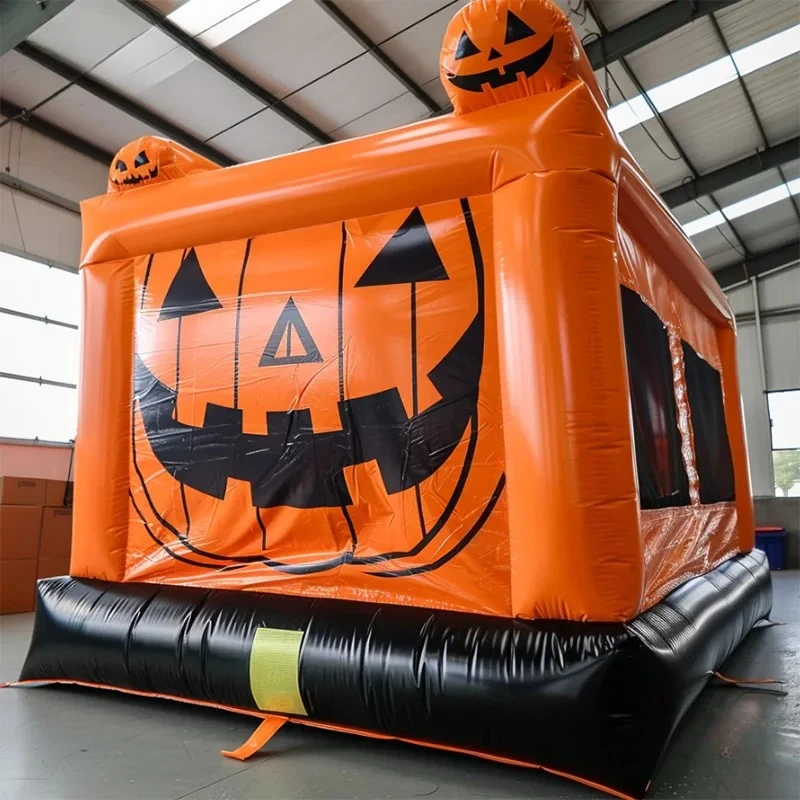 Casa de salto de halloween com escorregador castelo inflável brinquedo de festa de halloween casinha de salto de abóbora personalizada para aluguel de eventos