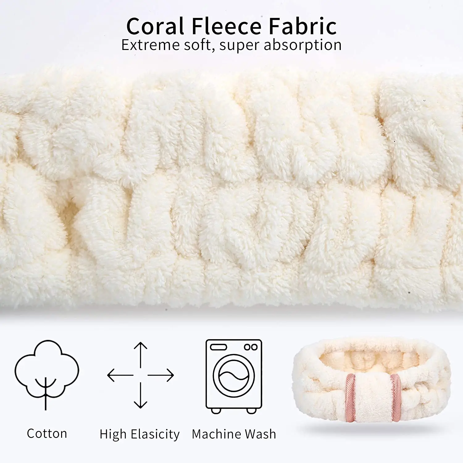 Headbands Spa Facial Headbands Makeup Headbands Elastic Terry Cloth Head Wrap for Women Washing Face Makeup Shower Yoga Sports