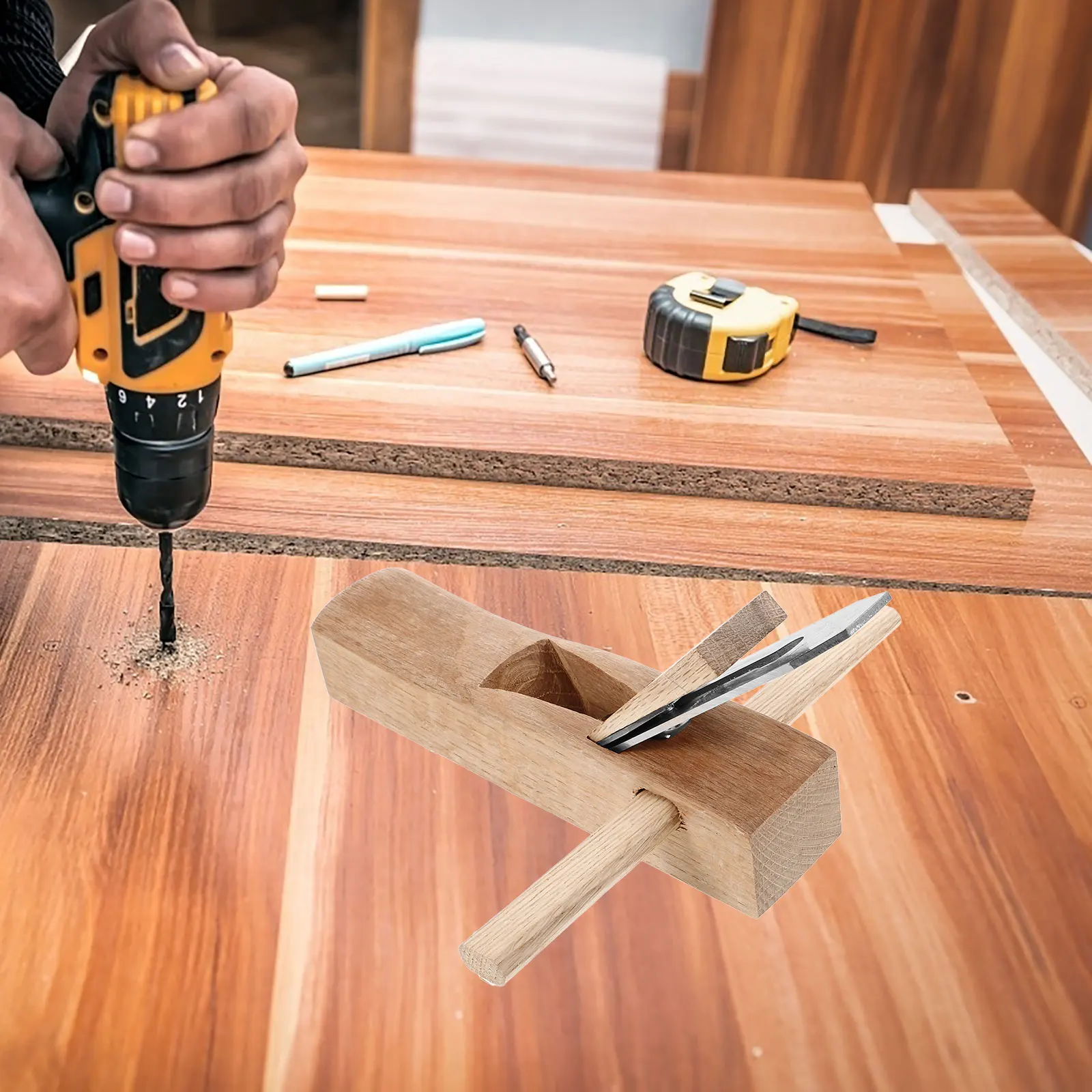 

250Mm Woodworking Hand Planer For Wood Carpenter Adjustable Blade Smooth Precision Flat Bottom Planer Diy Woodcraft Trimming