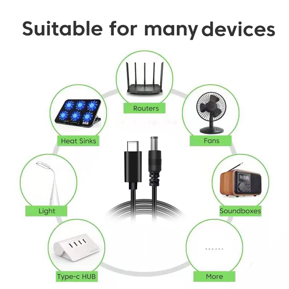 USB C Type-C PD Charger to 9V 12V 15V 20V DC 5.5x2.1mm 5.5x2.5mm 4.0x1.7mm 4.8x1.7mm 3.0x1.1mm Power Supply Cable for Routers