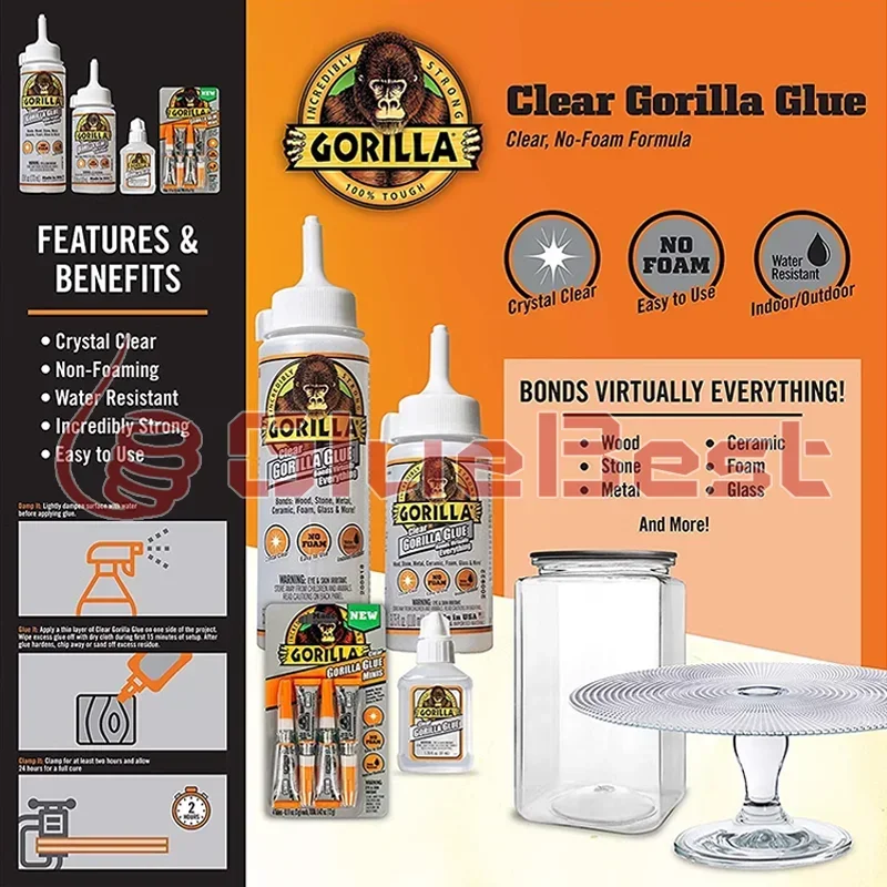 عامل علاج شفاف سريع الجفاف ، غوريلا ، ترابط متعدد الأسطح ، قوي ومقاوم للماء ، منتج أصلي