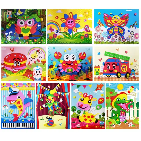 10/5Pcs 새로운 3D EVA 폼 스티커 퍼즐 게임 어린이 멀티 패턴 스타일 DIY 만화 동물 학습 교육 완구