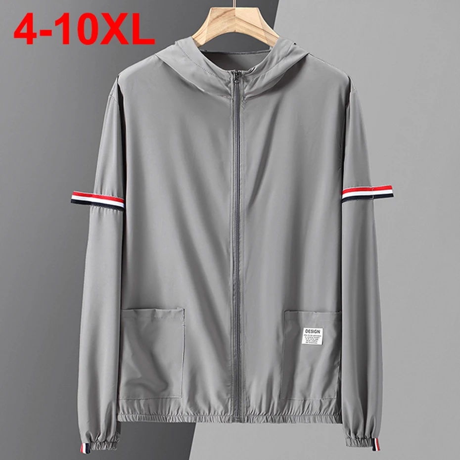 

10XL Plus Size Men Summer Jackets Lightweight Hooded Windbreaker Thin Quick-dry Loose Sun Protection Jackets Big Size 8XL 9XL