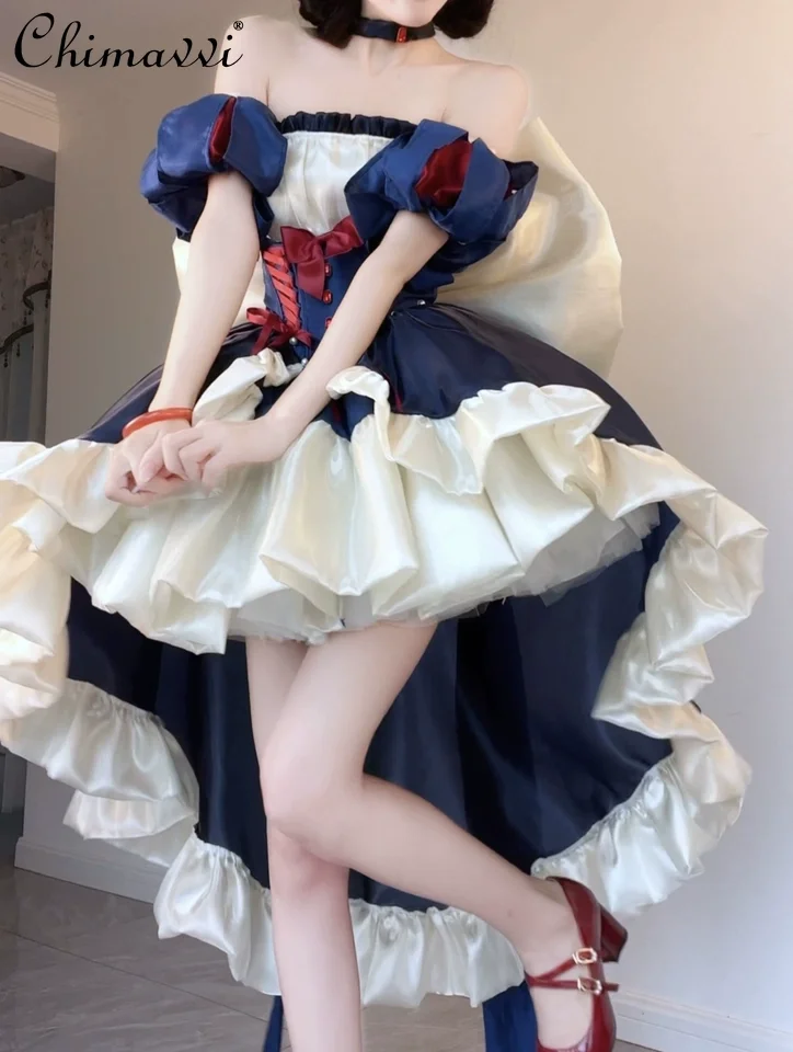 

Lolita Princess Dress for Women Super Fairy Sweet Color Contrast Cute Girl Big Bow Birthday Party Elegant Puffy Lolita Dress