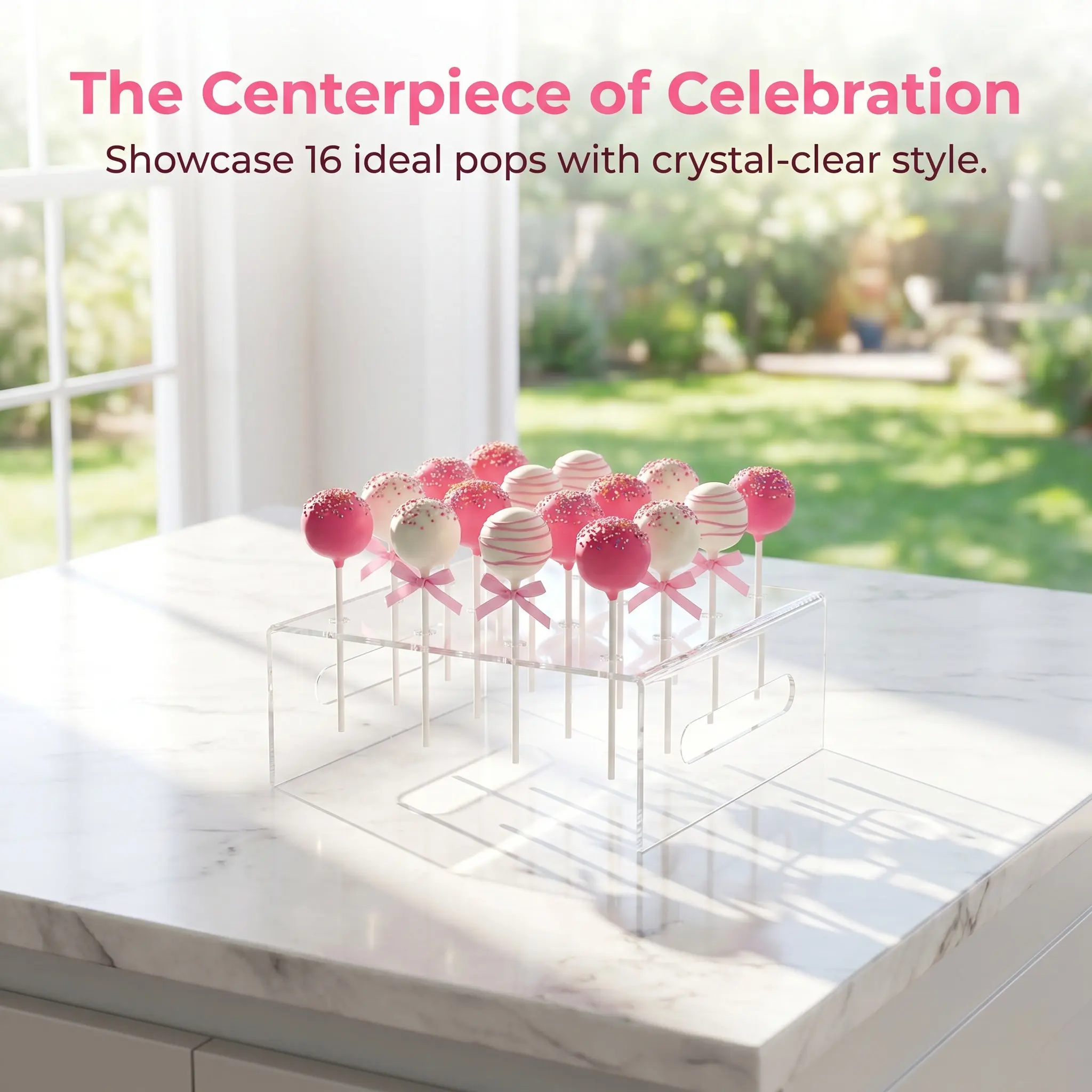 1Pcs Transparent Acrylic Dessert Display Stand 16 Holes Push Cake Holder Lollipop Rack Storage for Coffee Shop Bakery